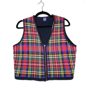 Vintage plaid GAP Zip-Up Sweater Vest